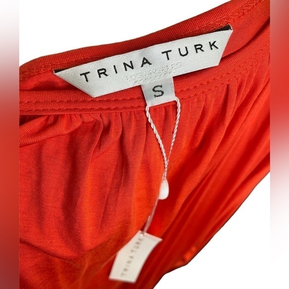 Nwt Trina Turk Bird of Paradise Dress Tiger Lily Orange Fringe Sleeve S - Picture 8 of 10